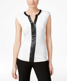 Calvin Klein Contrast-Trim Chain-Neck Top Women -  Tops - Macy s at Macys